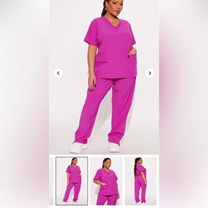 Women's Magenta Scrub Set